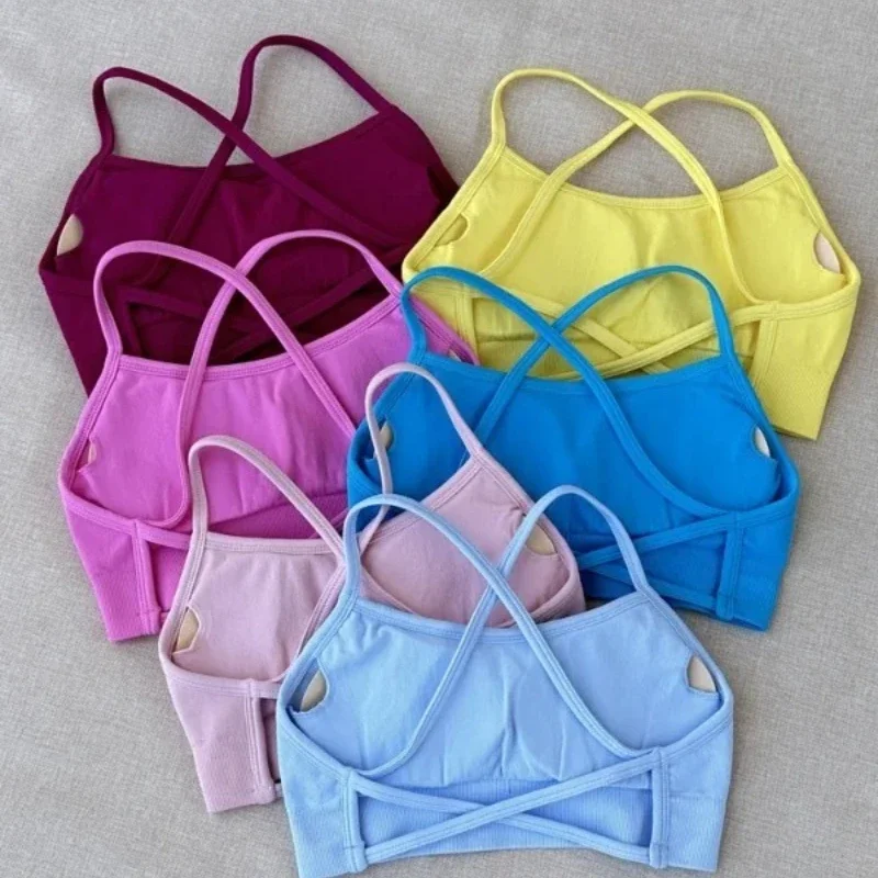 

Бесшовный женский бюстгальтер для йоги WANAYOU, упражнения с перекрещенной спиной, съемные подушечки для бюстгальтера, быстросохнущий ударный бюстгальтер для фитнеса, укороченный топ