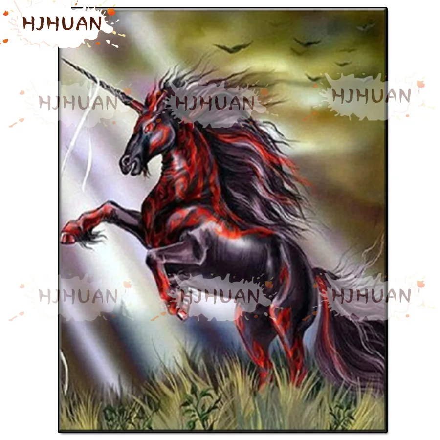 

5D DIY Red unicorn Diamond Painting Diamond embroidery Full Square round drill Home Decoration Embroidery Handcraft Art Kits