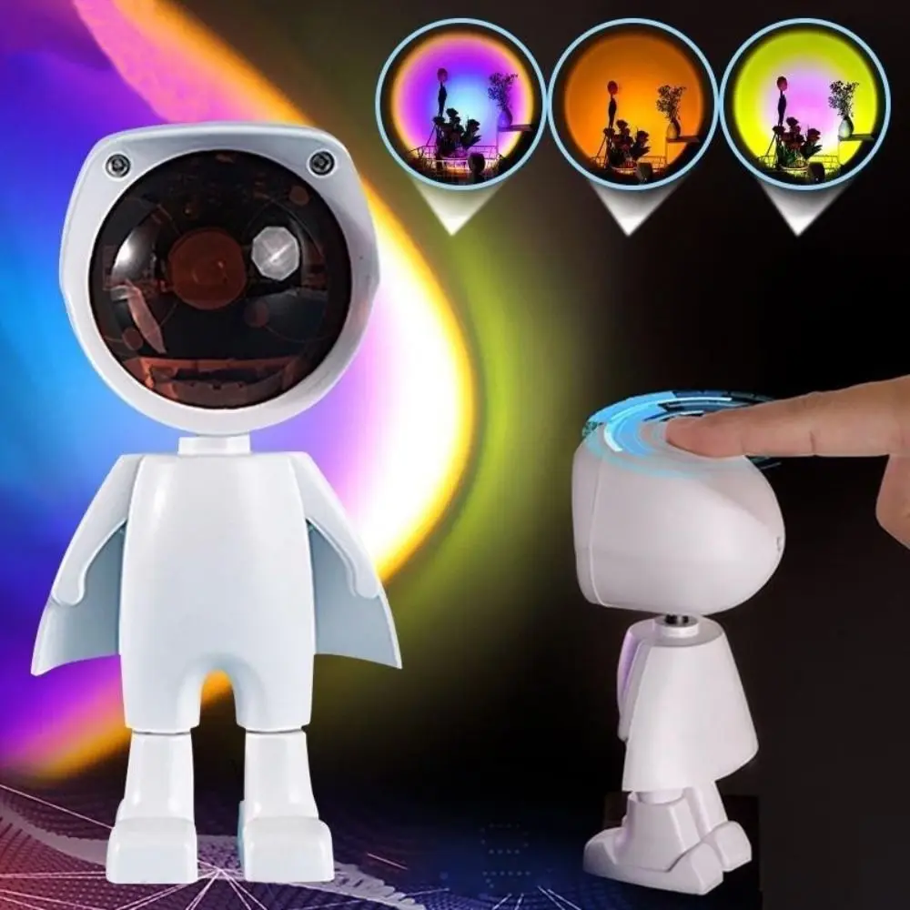 New Astronaut LED Projector Lamp Rose Rainbow 360 Degree Rotation Atmosphere Light Rechargeable Night Light