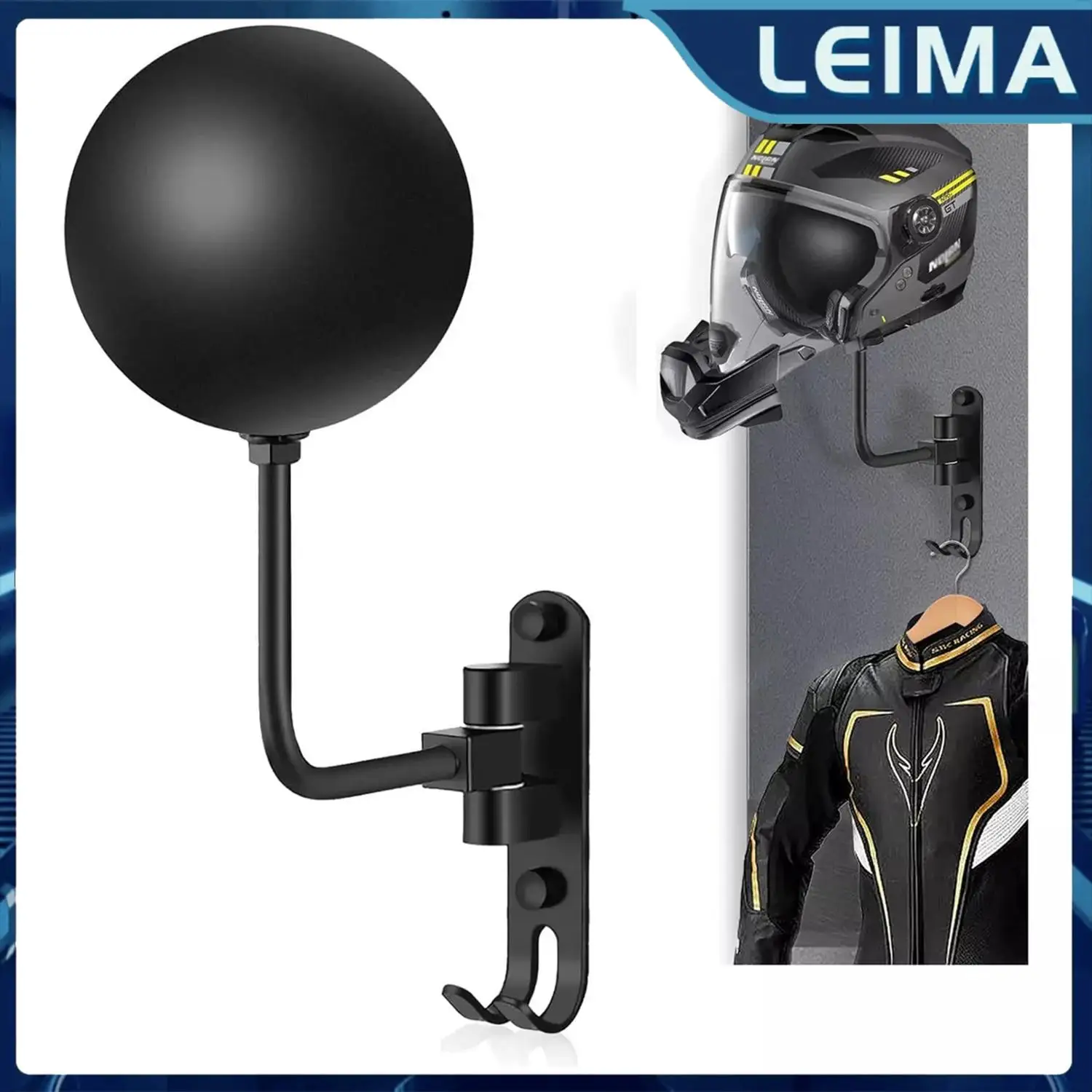 

Wall Mount Motorcycle Helmet Rack 180° Rotation Hanger Helmet Holder For Bike Baseball Helmet Jacket Display Hanger Stand