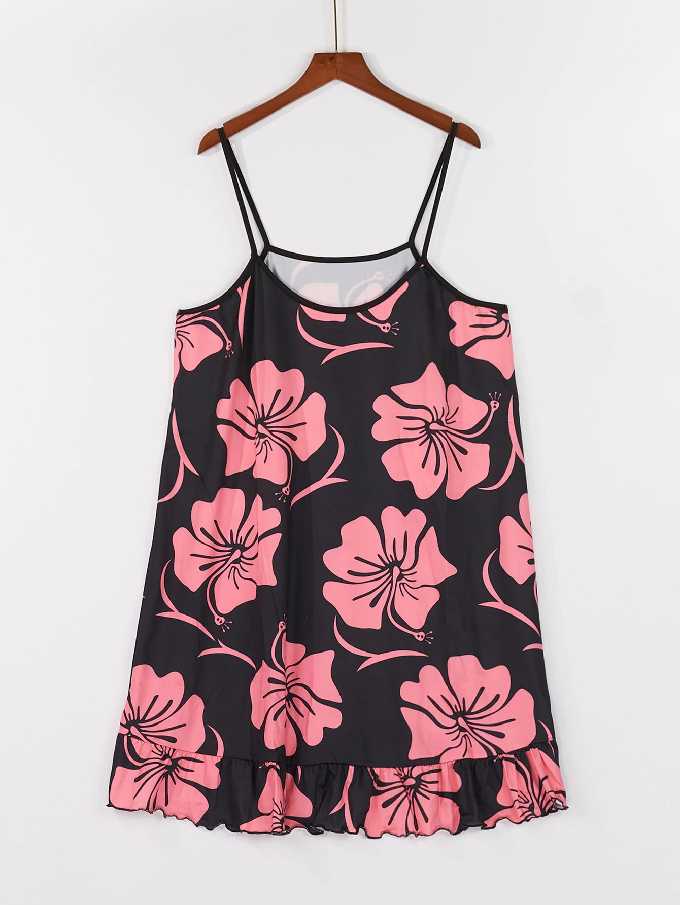 Plus Size Women's Spring Summer Sexy Floral Print Sling Nightgown Soft Breathable Loose Sleep Dress Casual Home Loungewear view 6