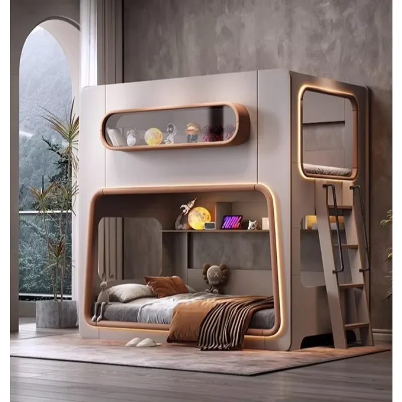 

bunk beds, high guardrail small apartment solid wood structure