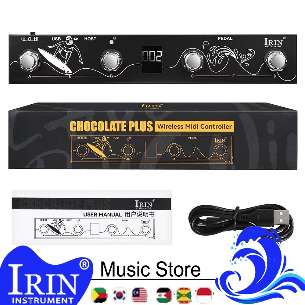 IRIN Chocolate Plus Wireless Midi Controller Keyboard 4 Buttons Foot Switch Supports MIDI Host Interface Control Effect Function