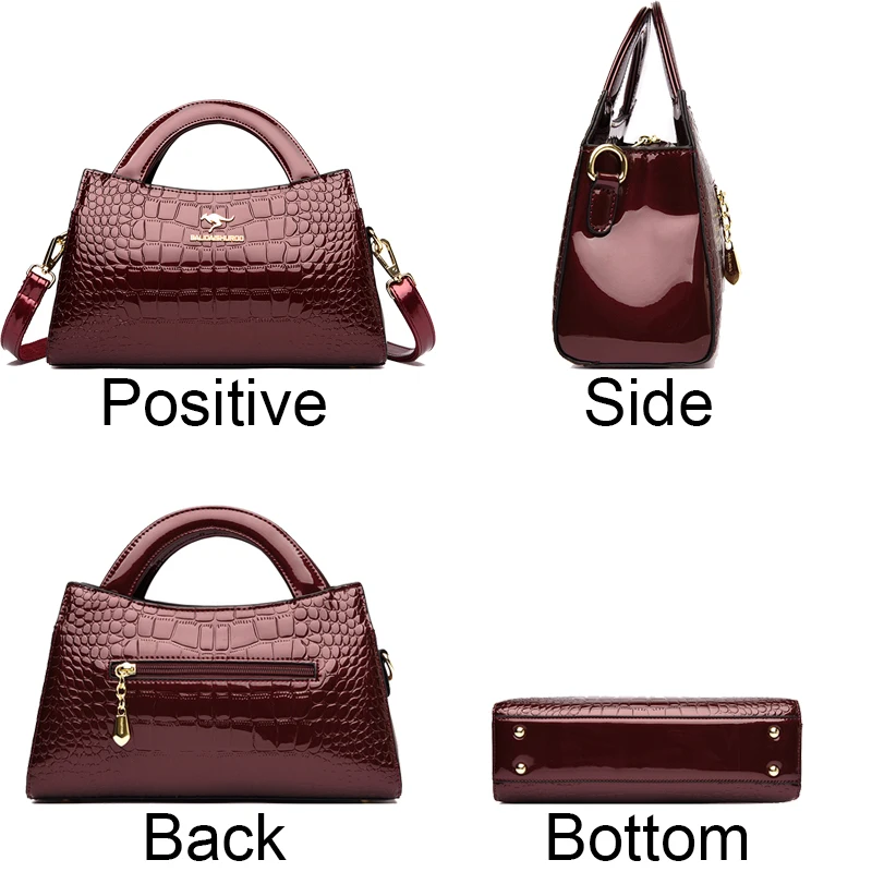 Fashion Brand Women\'s Handbag High Quality Patent Leather Crocodile Stripe The Single Shoulder Bags Inclined Shoulder Bag Bolsos