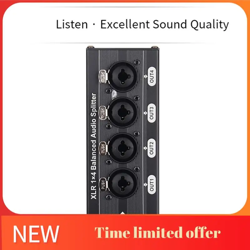 A42T-Audio Distributor 6.5TS Balanced XLR 1 In 4 Out Supports Digital And Analog Audio Splitter Expander