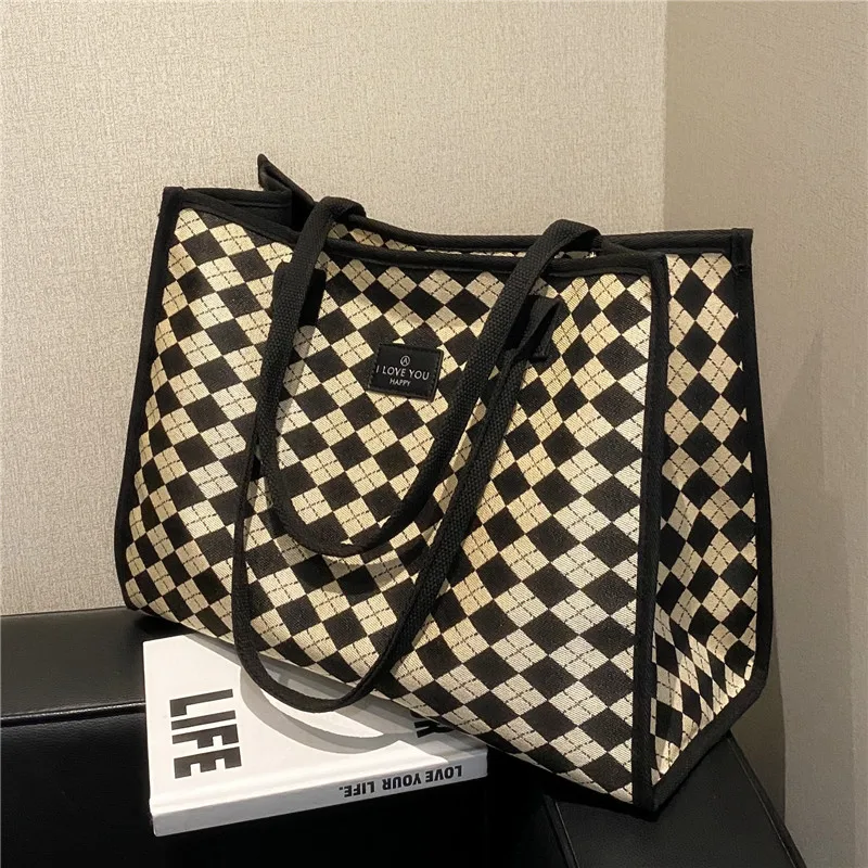 Canvas Tote Bag Women Luxury Designer Shoulder Bags Black Ladies Crossbody Bags Large White Shopping Bag for Women