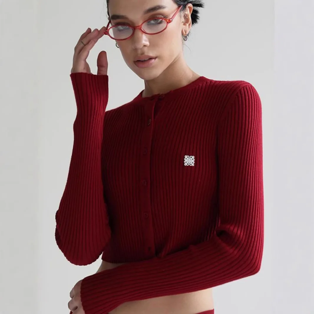 

Korea badblood bcac American Spice Girl knitted cardigan woman long sleeve single-breasted casual jacket