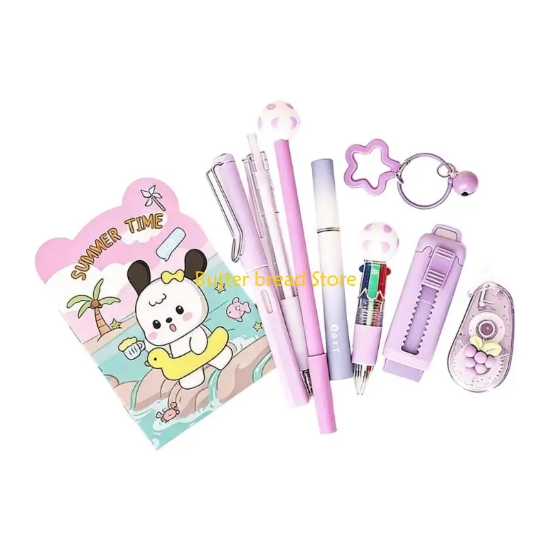 W89C Elegant 9 Piece Writing Tools Set In Soft Tones Perfect For Classroom Organization And Business Gifts