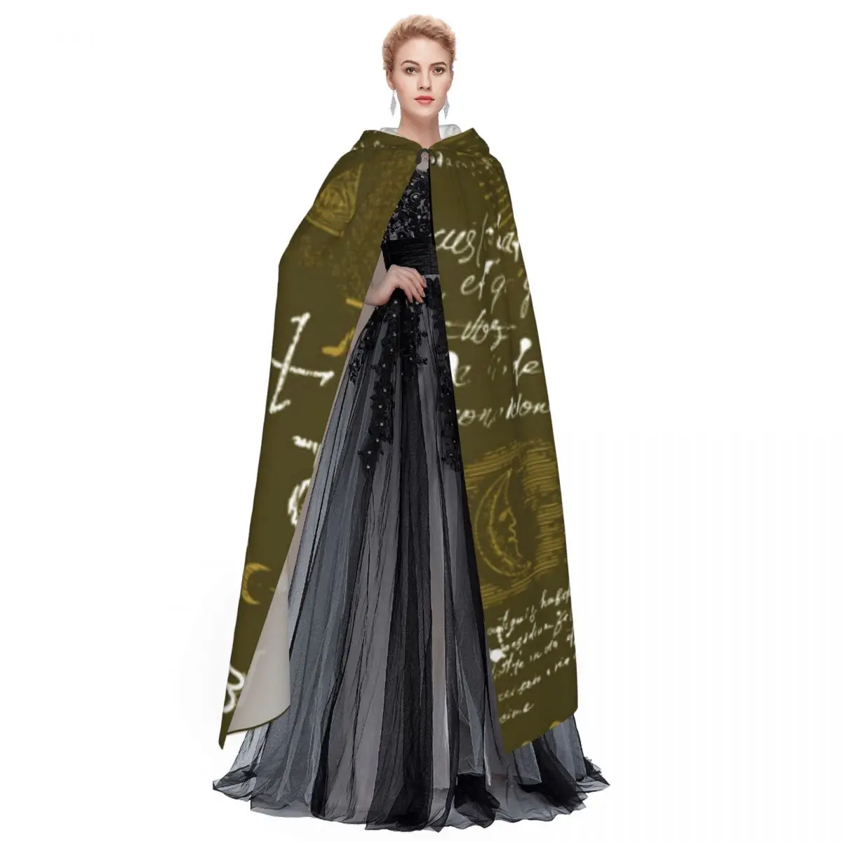 Adult Halloween Esoteric Manuscript Cloak Cape Hooded Medieval Costume Full Length Dress Coat image 3