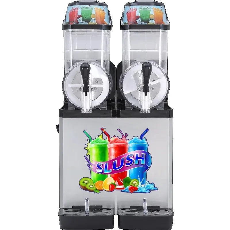 

Double head slush machine high quality freezing commercial kitchen refrigeration equipment price discount