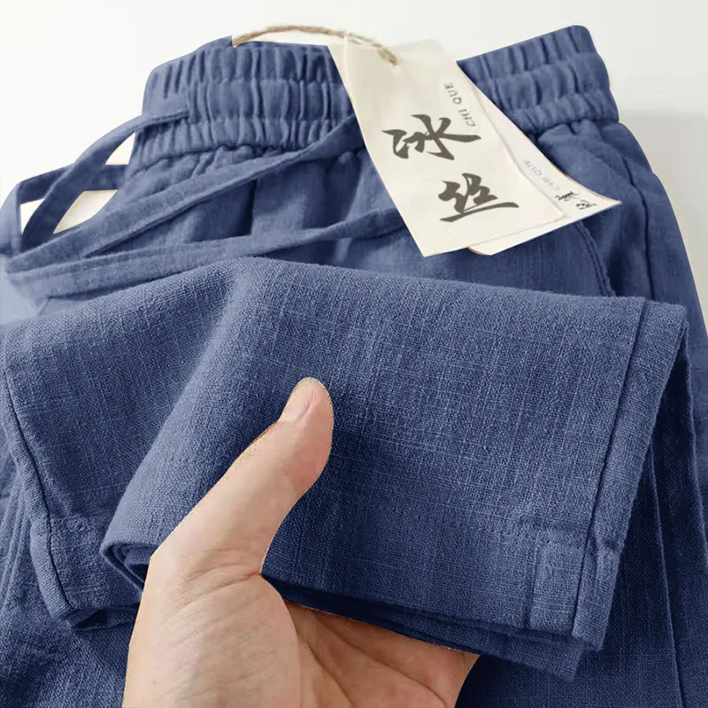 

2025 New Premium White Linen Pants ey Cotton Linen Loose Straight Leg Summer Thin Mallow Casual Long Trousers for Men