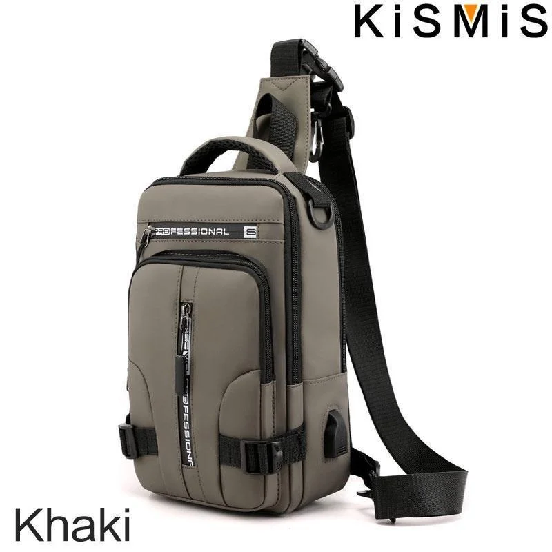 KISMIS Herren Multifunktions-Umhängetasche, Schultertuch, Brusttaschen, Umhängetasche, lässig, für Herren, USB-Ladehandtasche – Detail 18