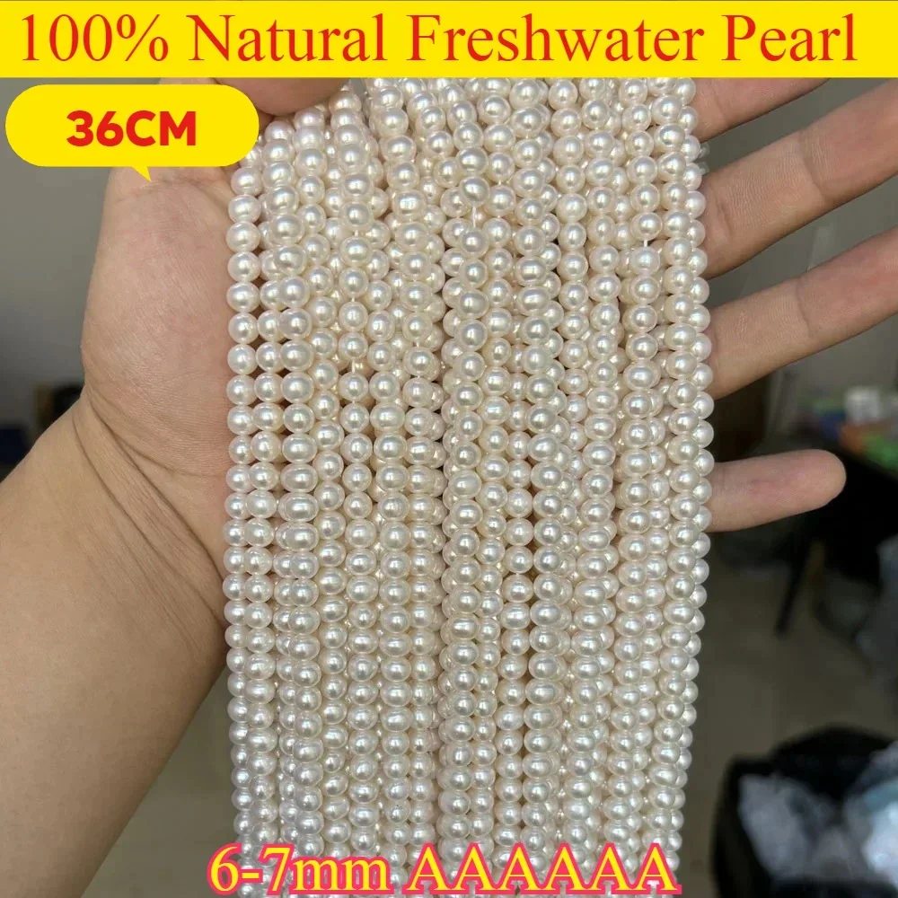 Natural Freshwater Pearl AAAAAA 6-7mm near round Semi-Finished Loose Bead for DIY Wedding Jewelry Making Necklace Bracelet