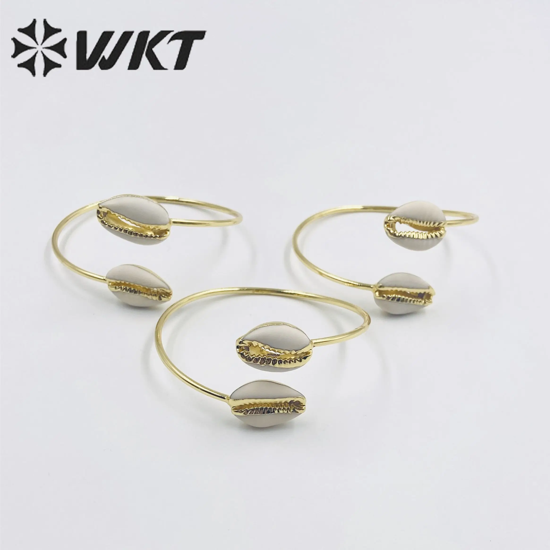 Imagem -05 - Moda Design Tiny Shell Bangles 18k Ouro Galvanizado Ajustável Raw Cowrie Pulseira Acessórios Wt-b197 Atacado