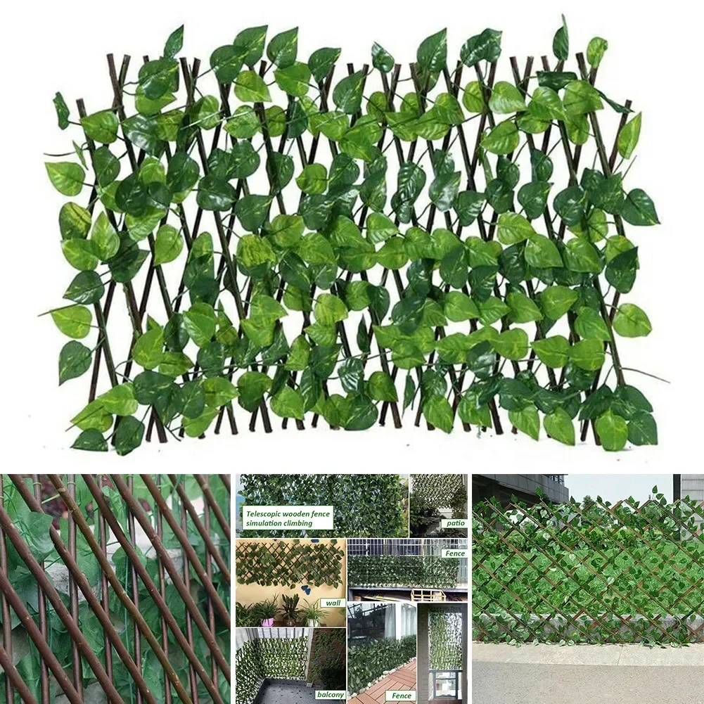 New Garden Screening Expanding Trellis Privacy Screen Hedge Artificial Faux Ivy Leaves Wooden Fence For Garden Buildings Decora