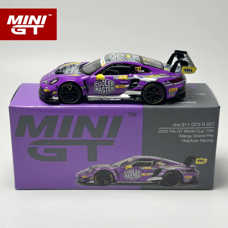 MINIGT 1:64 Purple 911 GT3 R #27 HubAuto Racing 2023 alloy car