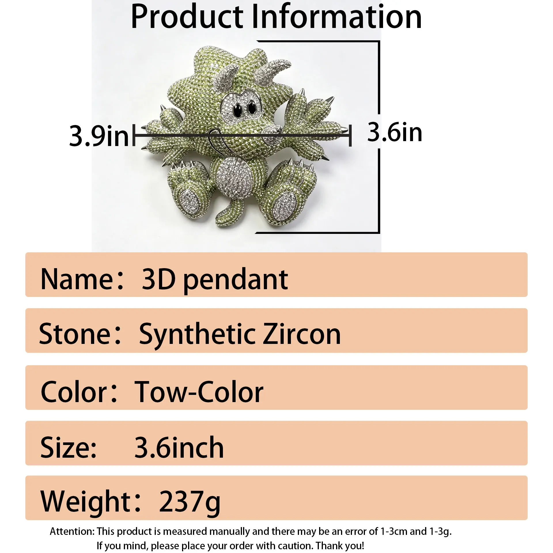 LYEE CYEE Hip Hop Multi Color 3D Cartoon Animal Design Pendant Men's Music Festival Edition Men's and Women's Edition Can Be Paired with Cuban Chain Hip Hop Street Clothing Necklace, Suitable for Men's Jewelry