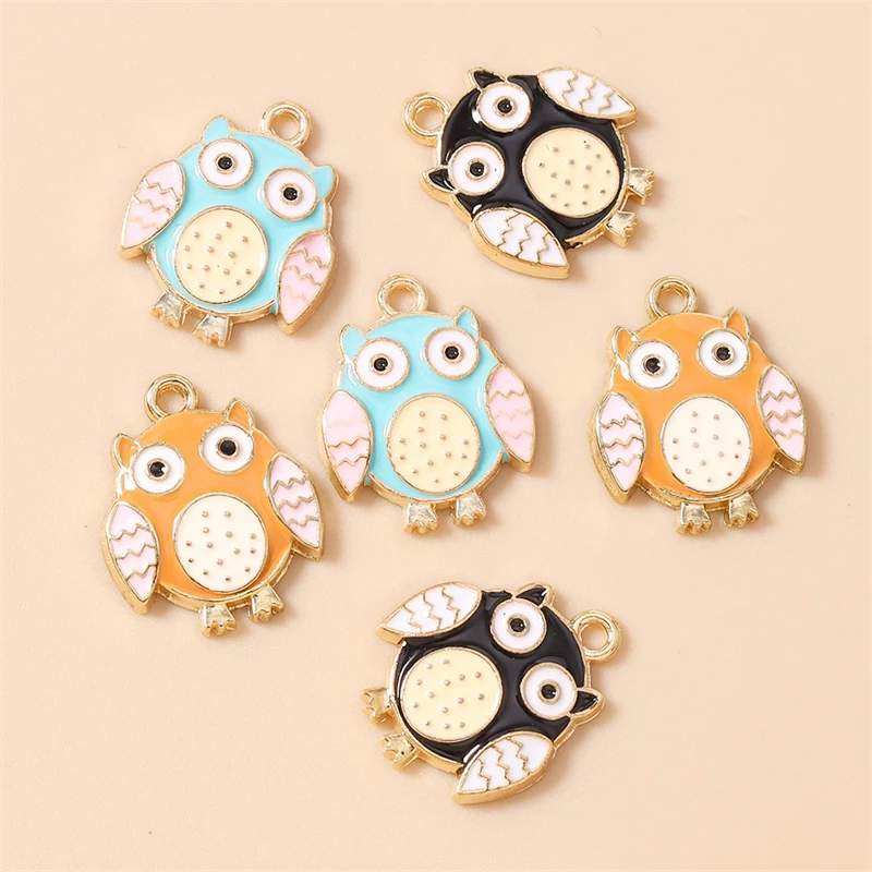 20pcs 15x19mm Cartoon Enamel Animal Owl Charms Pendants for Jewelry Making Necklaces Earrings DIY Handmade Crafts Accessories