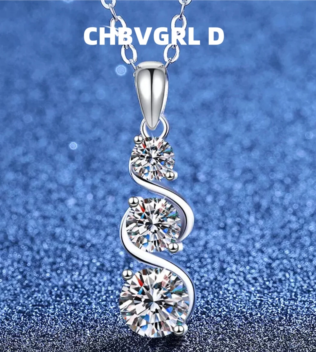 

[Charm] New product, s925 sterling silver moissanite necklace, high-end, full diamond, luxurious pendant, versatile, necklace