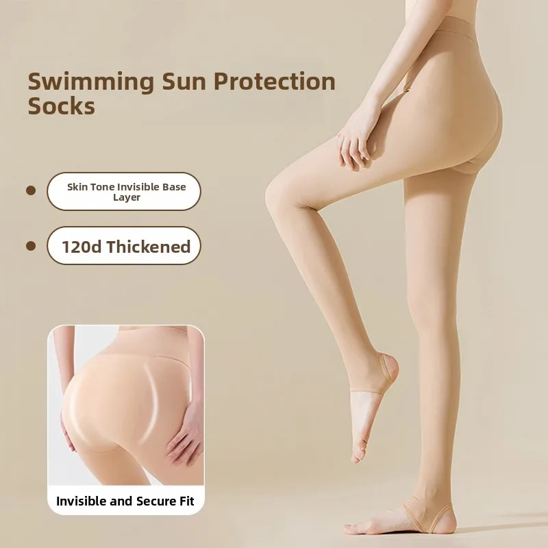 Women's Free Diving Bikini Tights Summer Snorkeling Footwear UV Protection Skin Color Silk Tights Diving Equipment