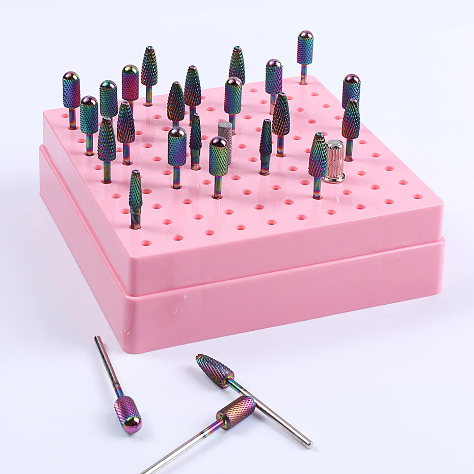 กล่องเก็บอุปกรณ์ทำเล็บ 100 ช่อง สำหรับเก็บหัวเจียรเล็บ หัวขัดเล็บ ที่วางโชว์ อุปกรณ์จัดระเบียบ กล่องใส่อุปกรณ์ทำเล็บ