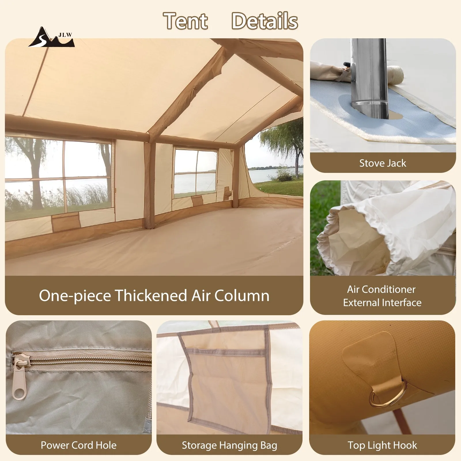 Wholesale Family Glamping Inflatable Tent, 4 Person Capacity with Air Pump for All Season Outdoor Camping