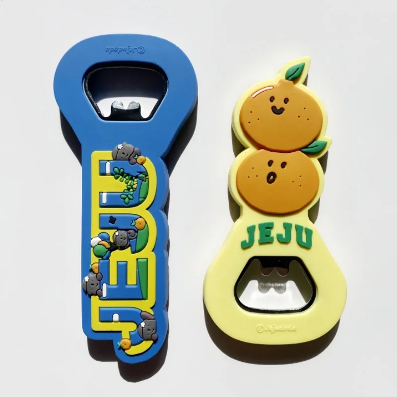 Isla de Jeju, Corea del Sur, conmemorativa del turismo, tridimensional, abridor de botellas de silicona, pegatina para refrigerador, decoración