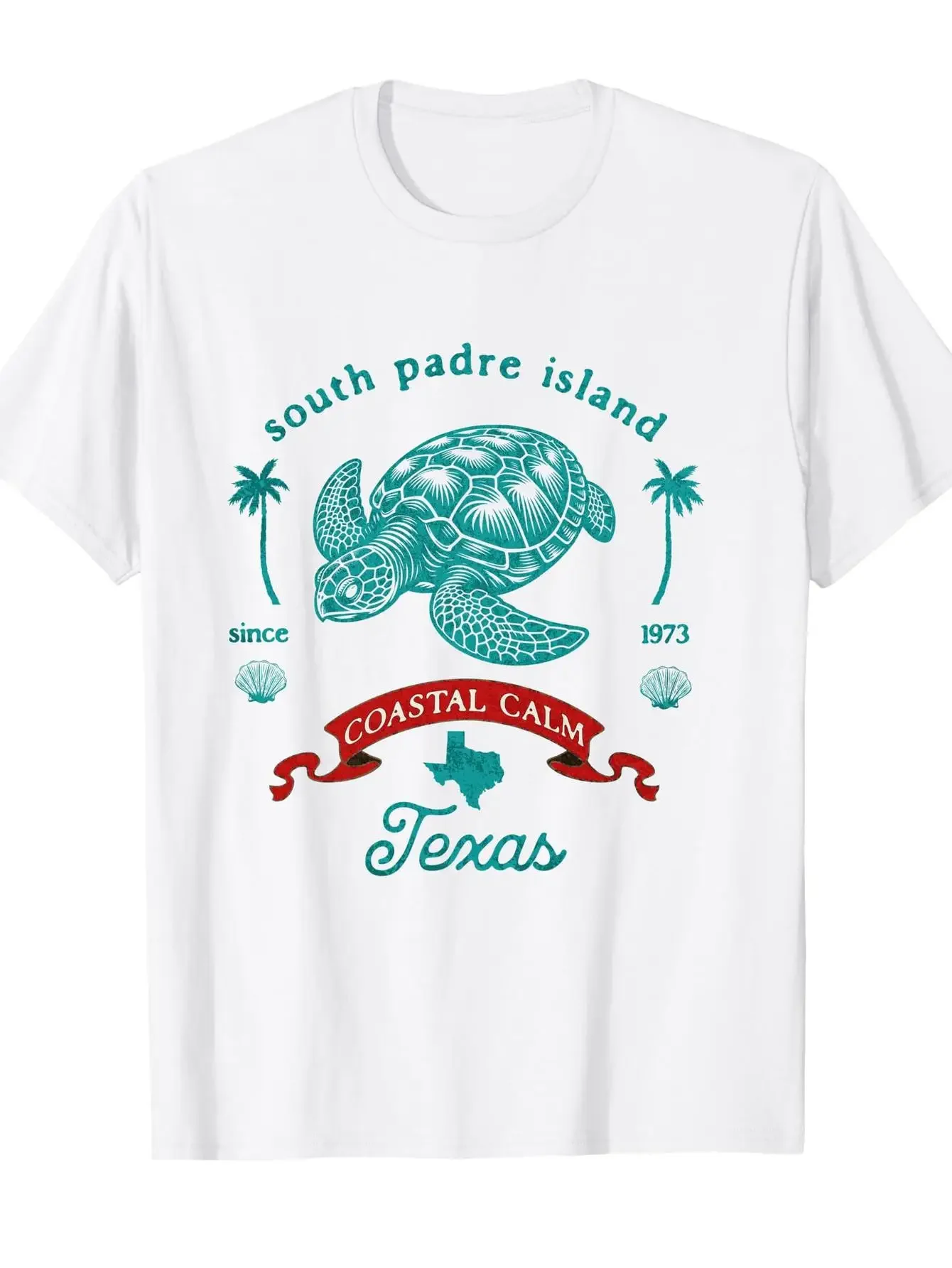 

South Padre Island Sea Turtle Texas Coastal Calm Graphic T-Shirt Soft Breathable Cotton Crewneck