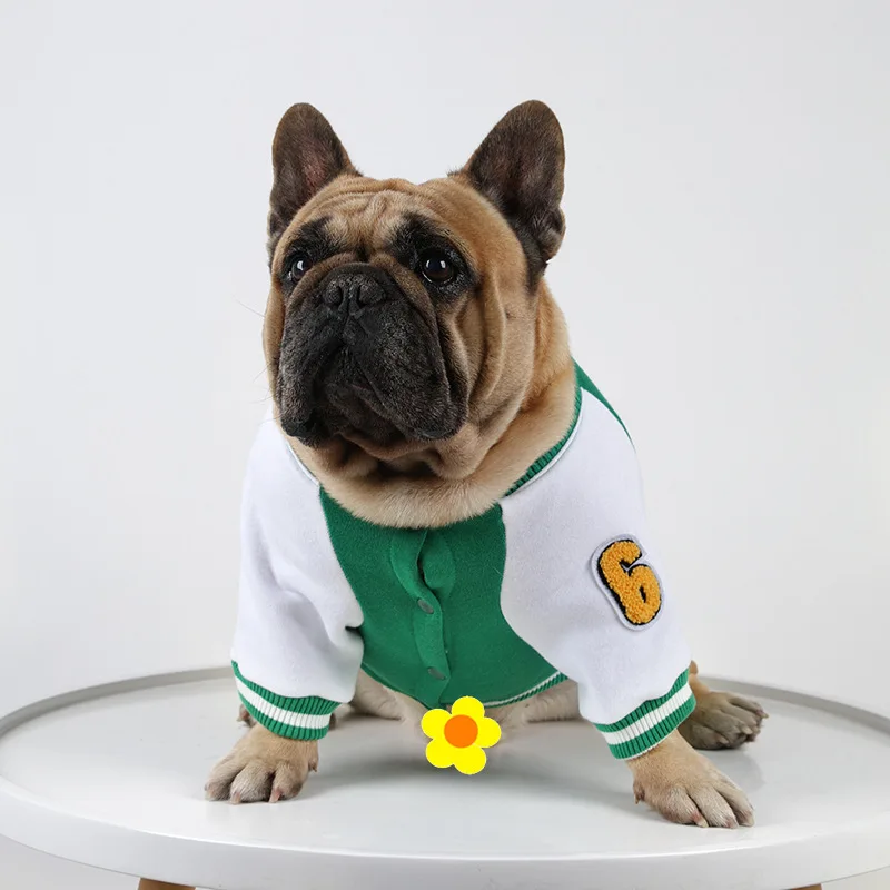 Pet Baseball Jerseys Autumn Winter Dog Clothes Fleece Warm Baseball Shirt Dog Puppy Sweatshirt Small And Medium-Sized Dog Jacket