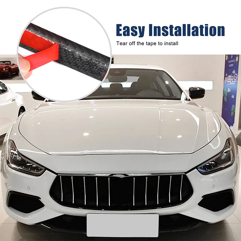 

Для Maserati Ghibli 2018 + передняя решетка автомобиля из настоящего углеродного волокна, горизонтальная полоса, декоративная наклейка, аксессуары для защиты автомобиля