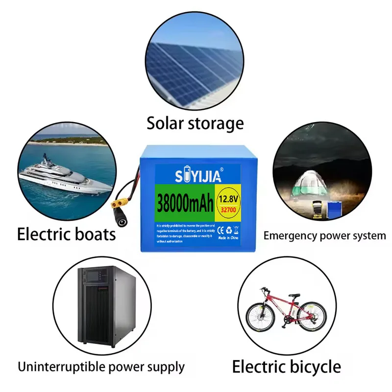 32700 Lifepo4 Battery Pack 4S3P 12.8V 38000mAh 4S 40A Balanced BMS for Electric Boat and Uninterrupted Power Supply 12V