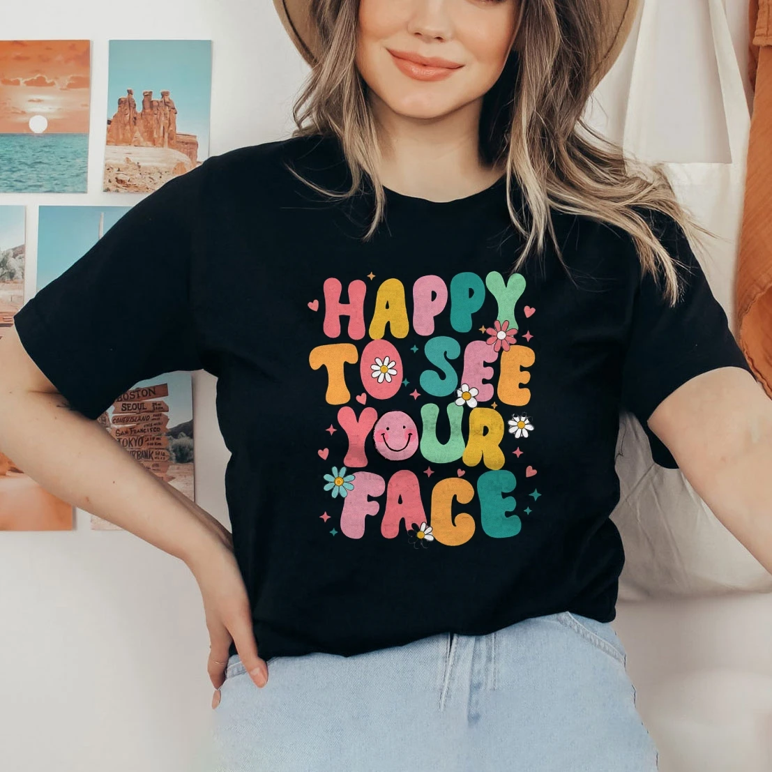 Happy To See Your Face Shirt, Teacher Shirts, First Day Of School Shirt, Teacher Back To School, Groovy Teacher Aesthetic Shirt