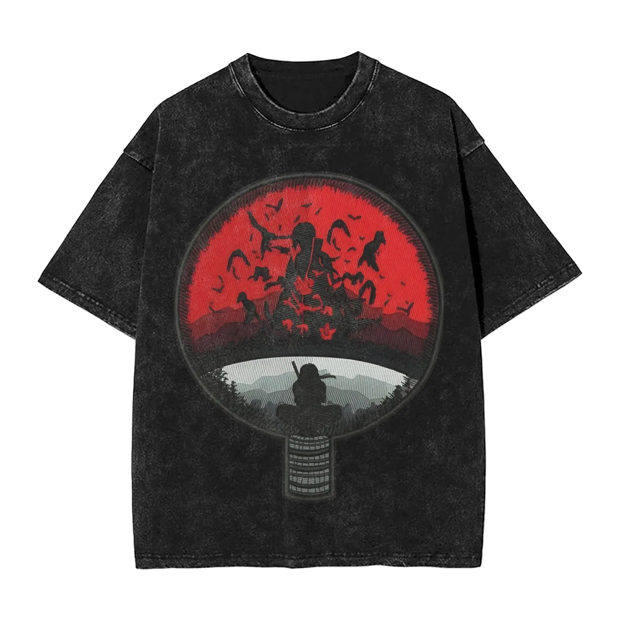 Itachi The Legend Narutoes Anime Washed T Shirts Streetwear Hip Hop Vintage T-Shirt Tee Shirt for Men Women  High Street Printed
