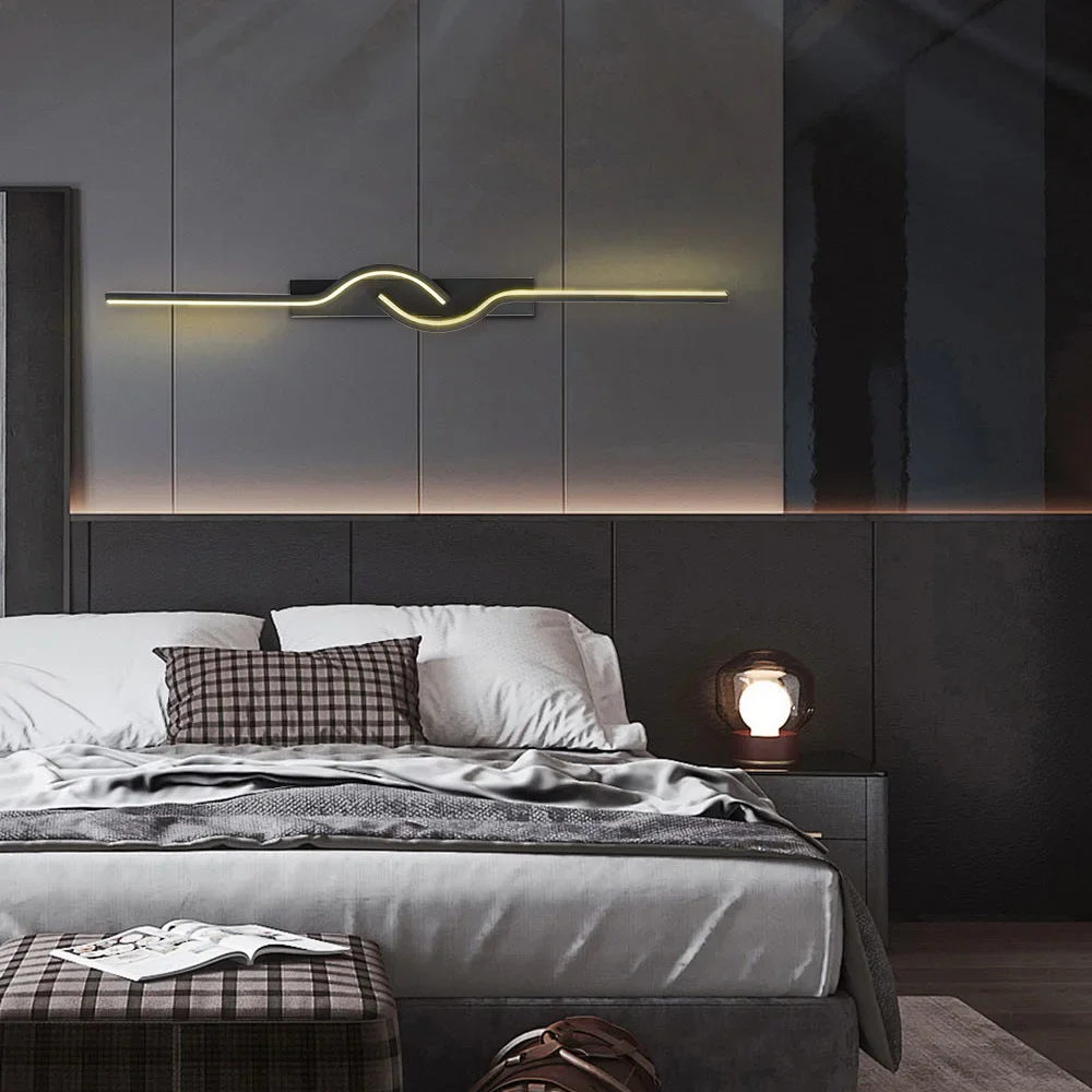 Moderne Led Wandlamp Minimalistische Led Licht Slaapkamer Bed Lange Strip Muur Schansen Woonkamer Huis Binnenverlichting Armatuur