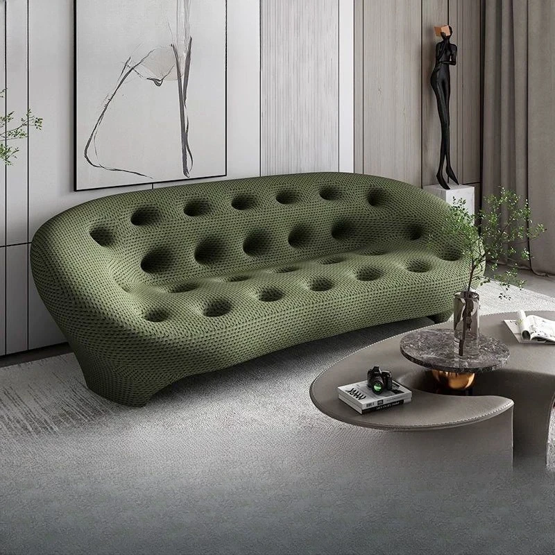 

Italian freehand space shell sofa Internet celebrity living room simple curved cotton fabric special-shaped sofa