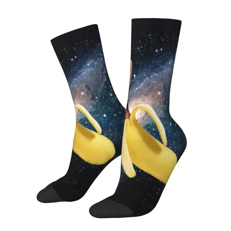 Cool Printing Nicolas Cage In A Banana Socks for Men Women Stretchy Summer Autumn Winter Space Crew Socks