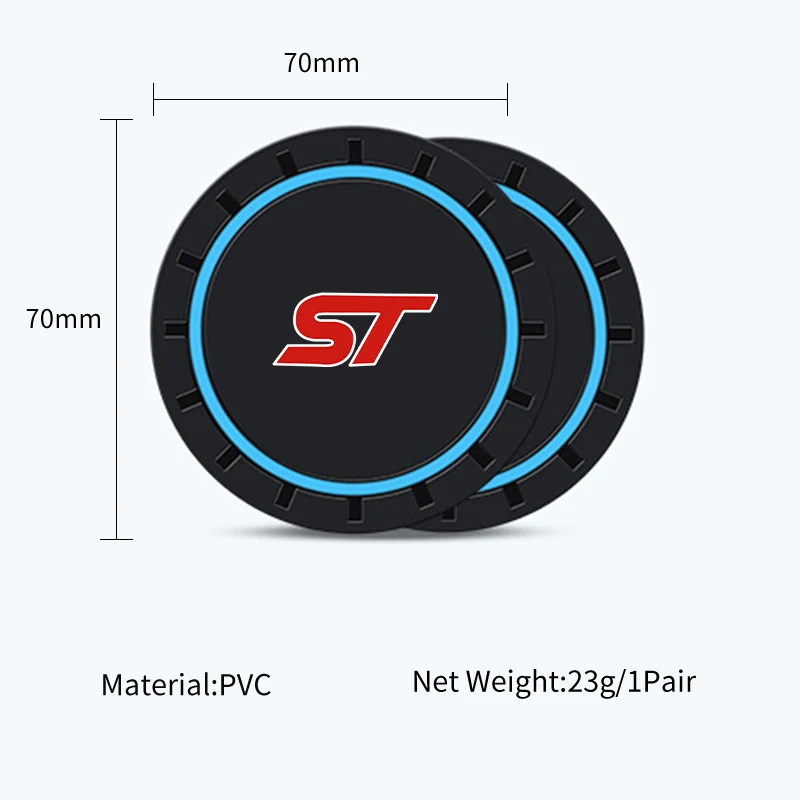 2Pcs Car Coaster Console Silicone Water Cup Anti-slip Pad Accessories For Ford ST Racing Performance Focus Mk2 Mk3 Fiesta Ranger view 6