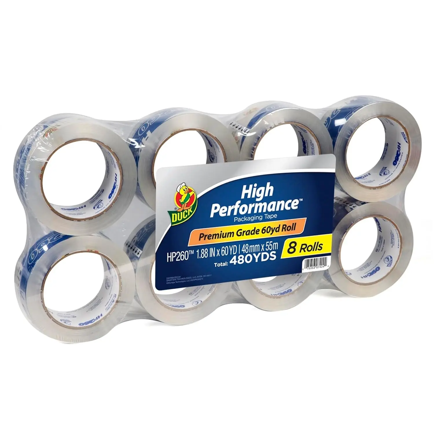 

High Performance Clear Packing Tape Refills - 8 Rolls of HP260 Strong Packaging Tape for Shipping, Moving, Mailing & Sto