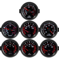 52mm Car Gauge Smoke Len Tachometer RPM Turbo Boost Gauge Bar PSI Vacuum Water Temp Meter Oil Pressure Gauge For 12V Gasoline