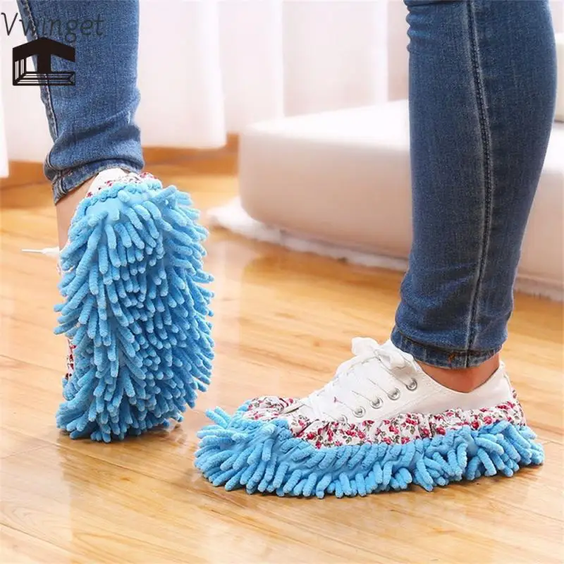 Chenille Dust Mop Slippers Home Floor Cleaning Lazy Mopping Shoes Water Uptake Foot Socks Mop Caps MultiFunction Cleaning Shoes