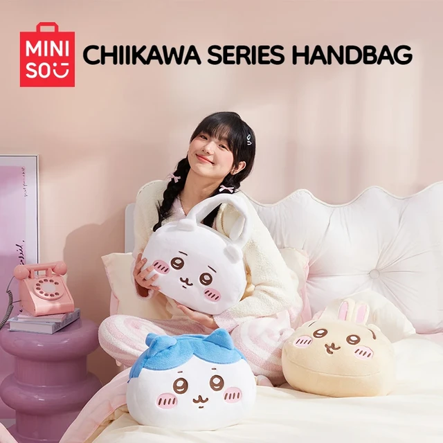 MINISO Chiikawa Series Portable Shoulder Bag Anime Cartoon Big Head Bag Cute Plush Large Capacity Storage Bag AliExpress