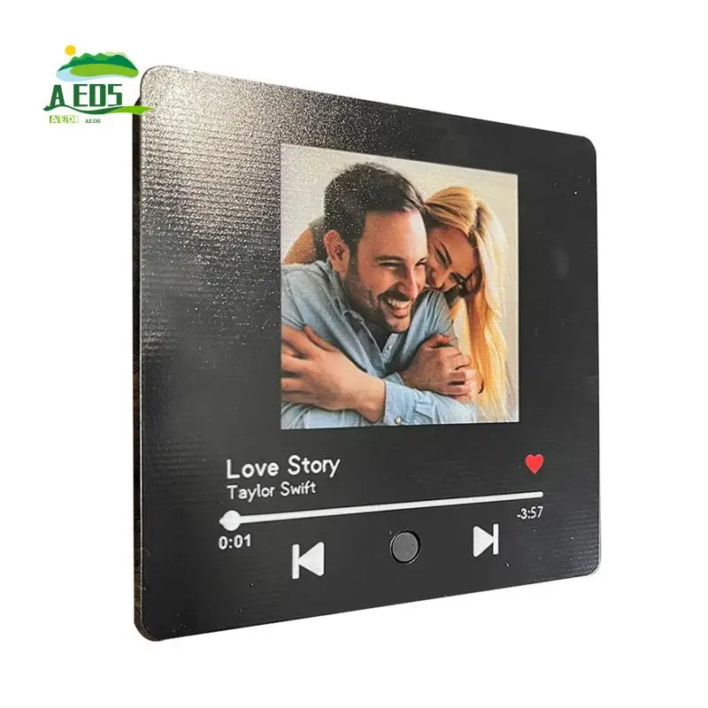 

AED5-Photo Music Box Fridge Stickers Customized Music Fridge Stickers Replaceable Photo Anniversary Gift Couple Present