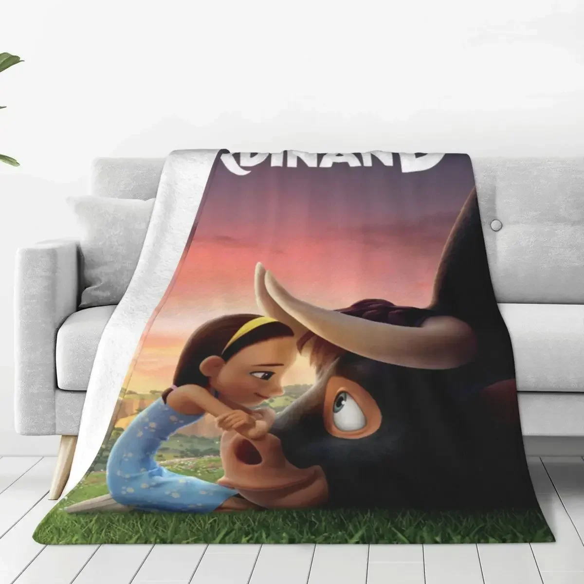 

Ferdinand Cute Plaid Baby Blanket Sofa Cartoon Cover Textile Decor Flannel Animal Throw for Bed Bedroom Bedspread