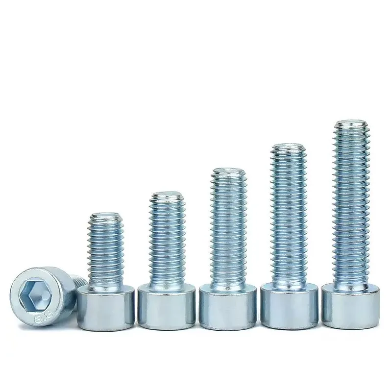 M3 M4 M5  Zinc Plated Hexagon Socket Cap Head Screws 8.8 Grade Half Full Tooth Hex Socket Allen Bolts