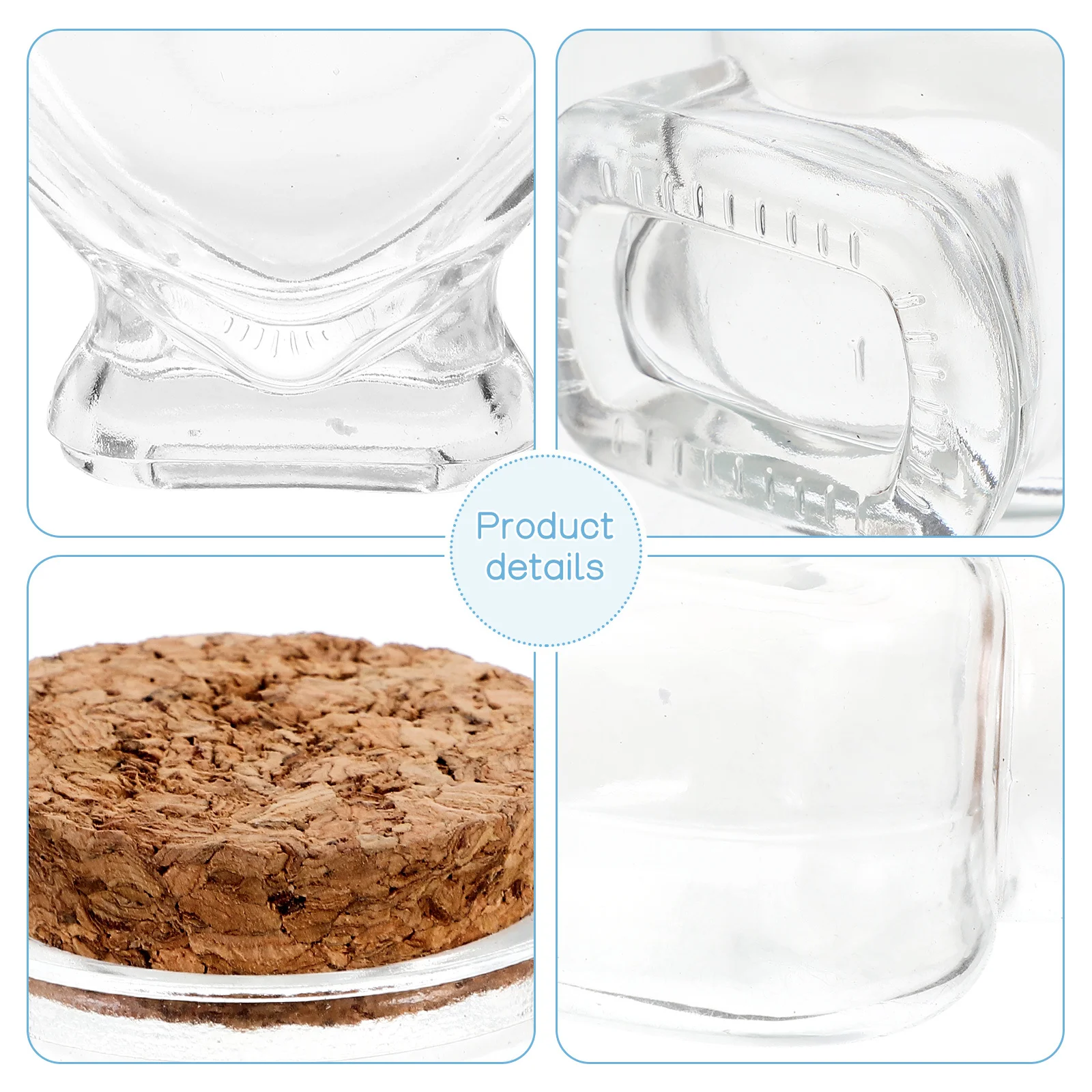 

2Pcs Wishing Bottle Glass Drift Bottle Heart Shape Decorative Storage Jar DIY Craft Container Transparent Glass Bottles