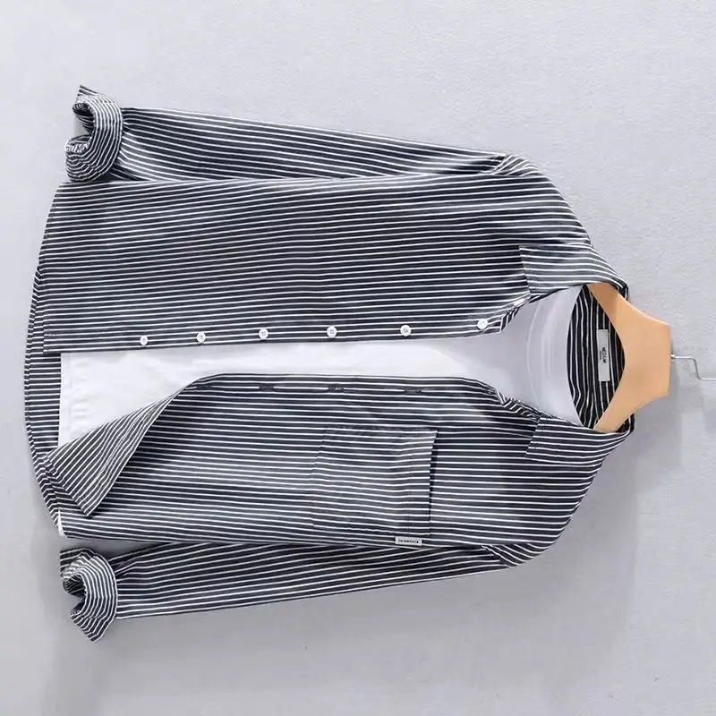 

New Italy designer long sleeved casual stripes shirts men brand trendy black shirt for men tops chemise camisa