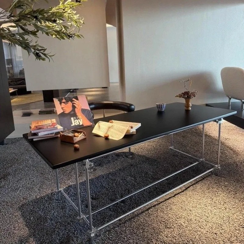 Optical axis solid wood black retro industrial style e-sports table, conference table designer long table