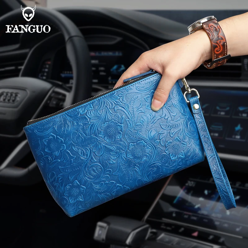 

The First Layer Cowhide Handbag For USB Data Cable Earphone Phone Headphone Case Ipad Organizer Bag