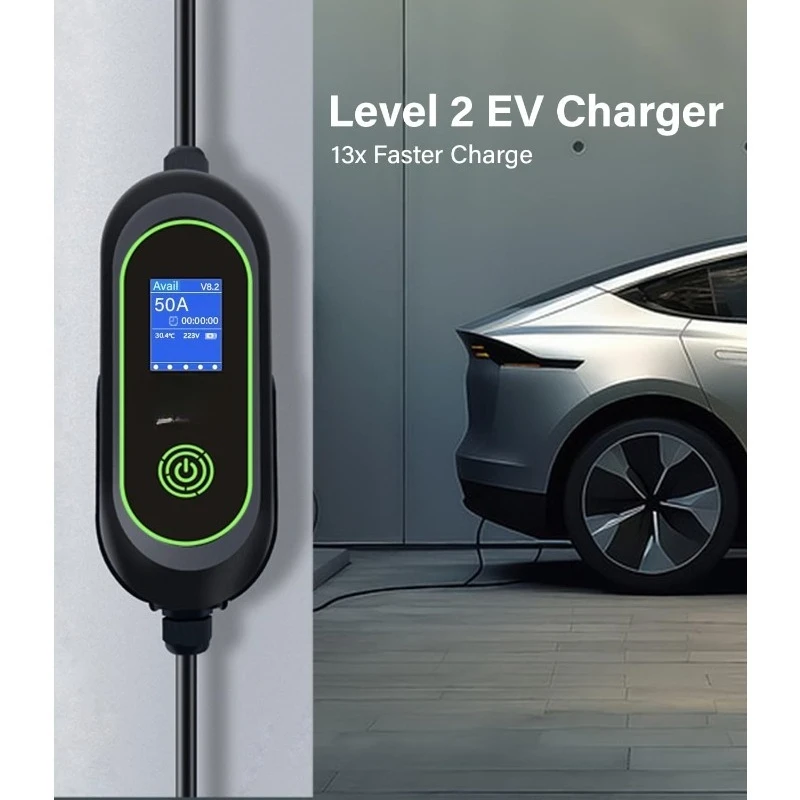 شاحن EV سريع المستوى 2، 240 فولت، 50 أمبير، تيار قابل للتعديل 12 كيلو وات وشحن جدول الزمني، محطة شحن السيارة الكهربائية على الحائط، S