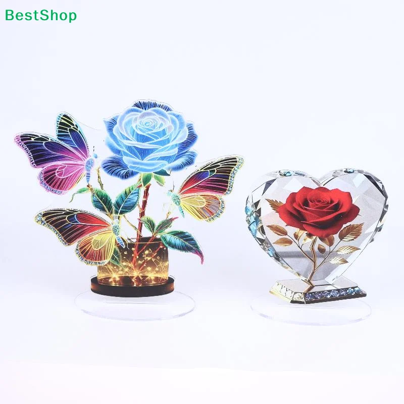 ♥2D Flat Acrylic Flower Ornament | Valentine's Day Gift With Rose, Butterfly & Dove Designs